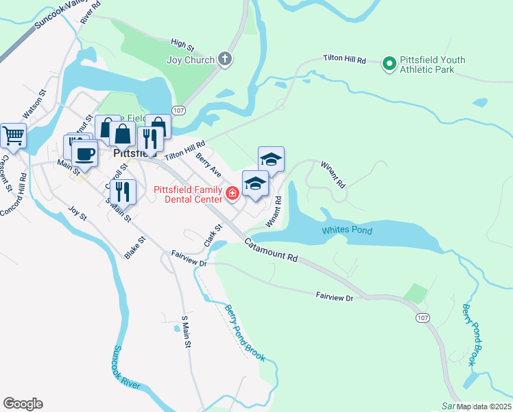map of restaurants, bars, coffee shops, grocery stores, and more near 23 Oneida Street in Pittsfield