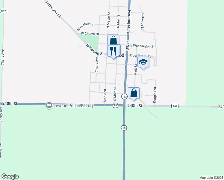 map of restaurants, bars, coffee shops, grocery stores, and more near 600-698 S Main St in Inwood