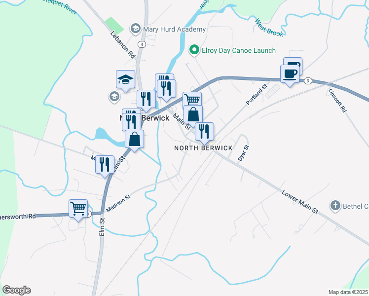 map of restaurants, bars, coffee shops, grocery stores, and more near 15 Mill Lane in North Berwick