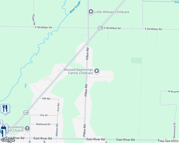 map of restaurants, bars, coffee shops, grocery stores, and more near 2650 Pillon Road in Twin Lake
