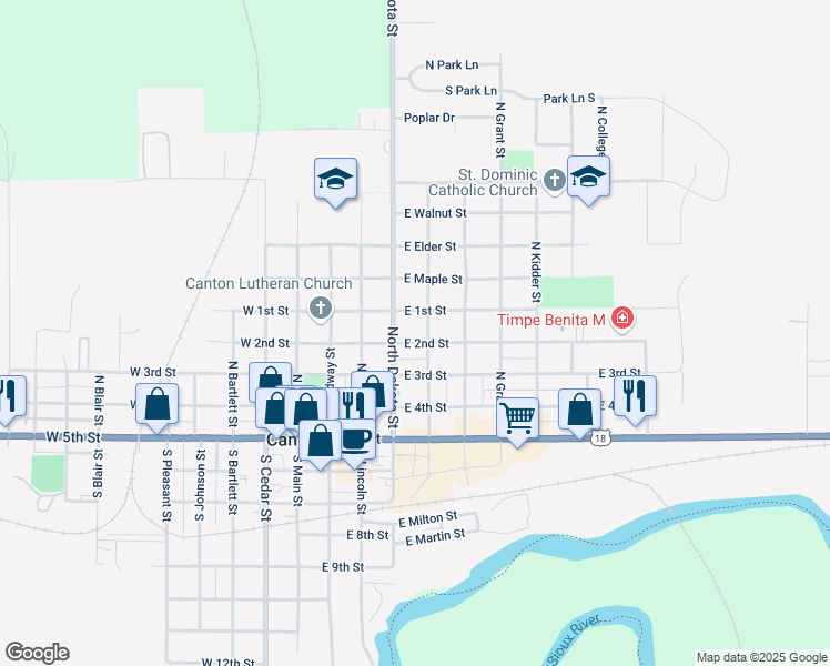 map of restaurants, bars, coffee shops, grocery stores, and more near 416 East 2nd Street in Canton