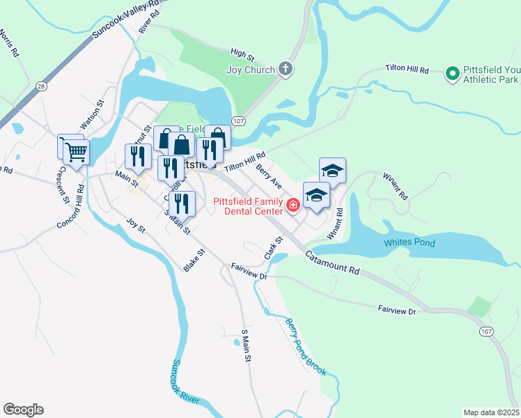 map of restaurants, bars, coffee shops, grocery stores, and more near 55 Catamount Road in Pittsfield
