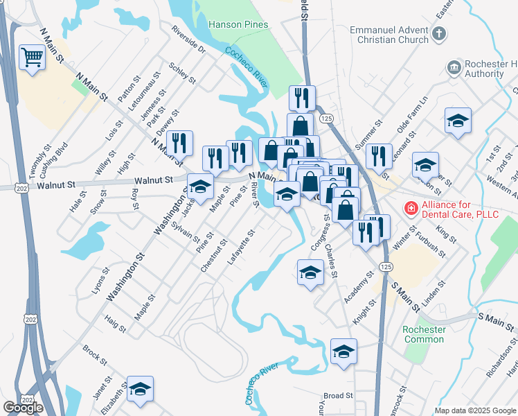 map of restaurants, bars, coffee shops, grocery stores, and more near 10 Lafayette Street in Rochester
