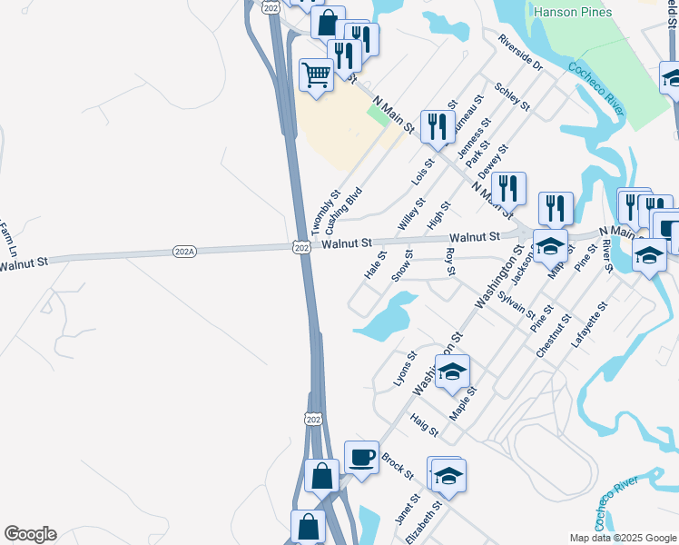 map of restaurants, bars, coffee shops, grocery stores, and more near 17 Hale Street in Rochester