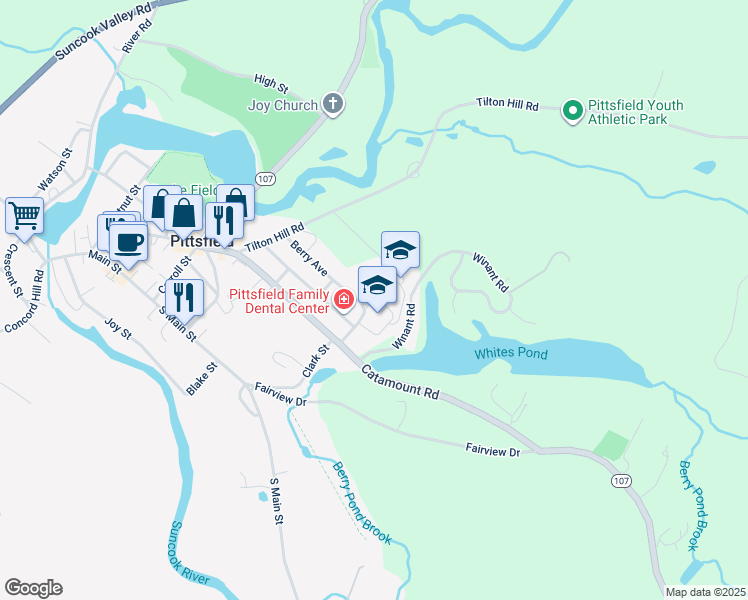 map of restaurants, bars, coffee shops, grocery stores, and more near 23 Oneida Street in Pittsfield
