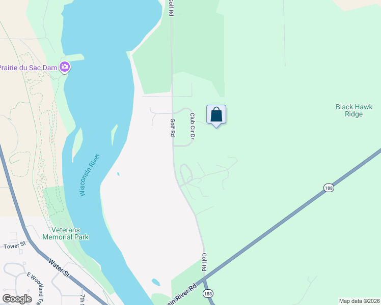 map of restaurants, bars, coffee shops, grocery stores, and more near N812 Club Circle Drive in Prairie du Sac
