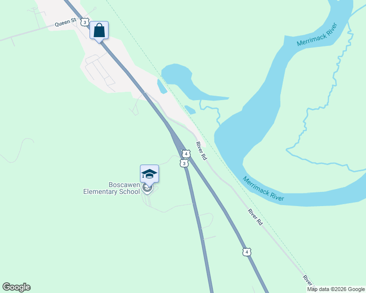map of restaurants, bars, coffee shops, grocery stores, and more near King Street in Merrimack