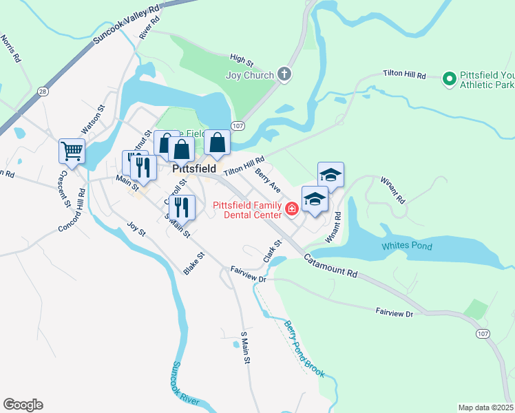 map of restaurants, bars, coffee shops, grocery stores, and more near 55 Catamount Road in Pittsfield
