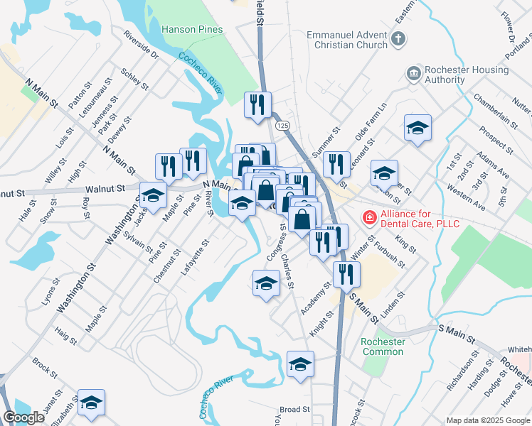 map of restaurants, bars, coffee shops, grocery stores, and more near 316 Wyandotte Falls in Rochester