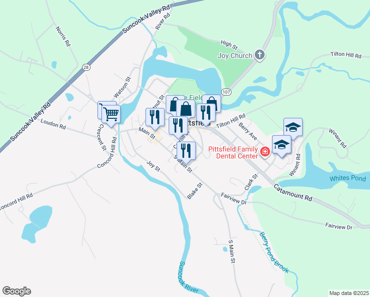 map of restaurants, bars, coffee shops, grocery stores, and more near 3 Cram Avenue in Pittsfield