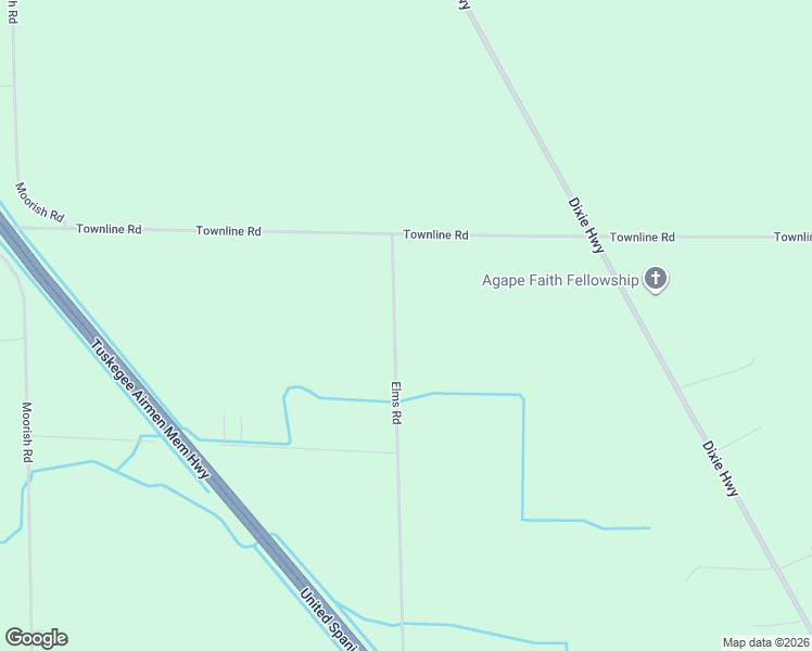 map of restaurants, bars, coffee shops, grocery stores, and more near 8135 Elms Road in Birch Run
