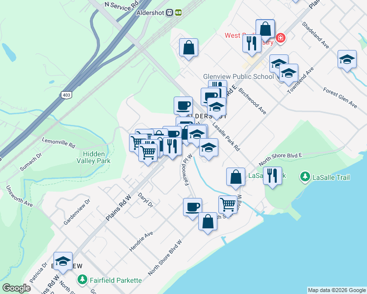 map of restaurants, bars, coffee shops, grocery stores, and more near in Burlington