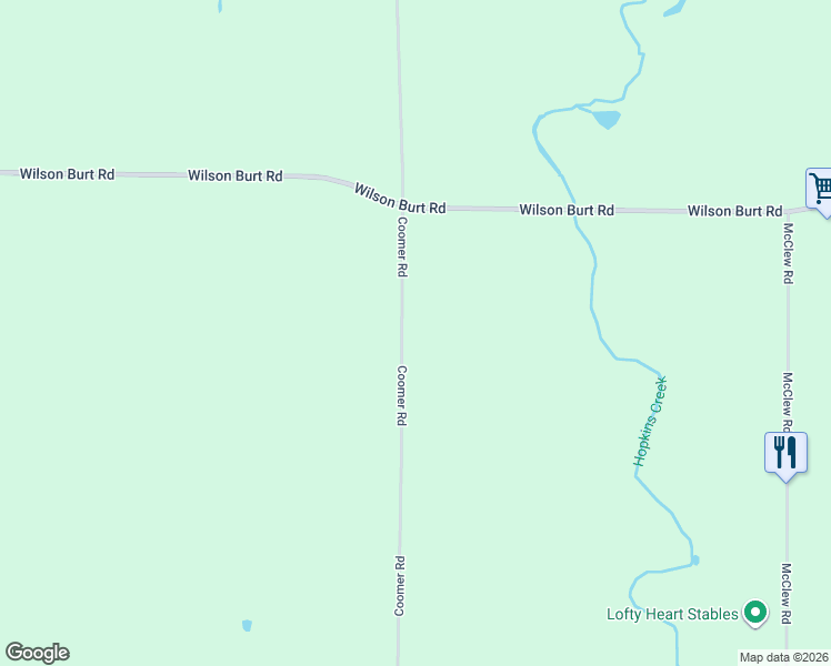 map of restaurants, bars, coffee shops, grocery stores, and more near 2298 Coomer Road in Burt