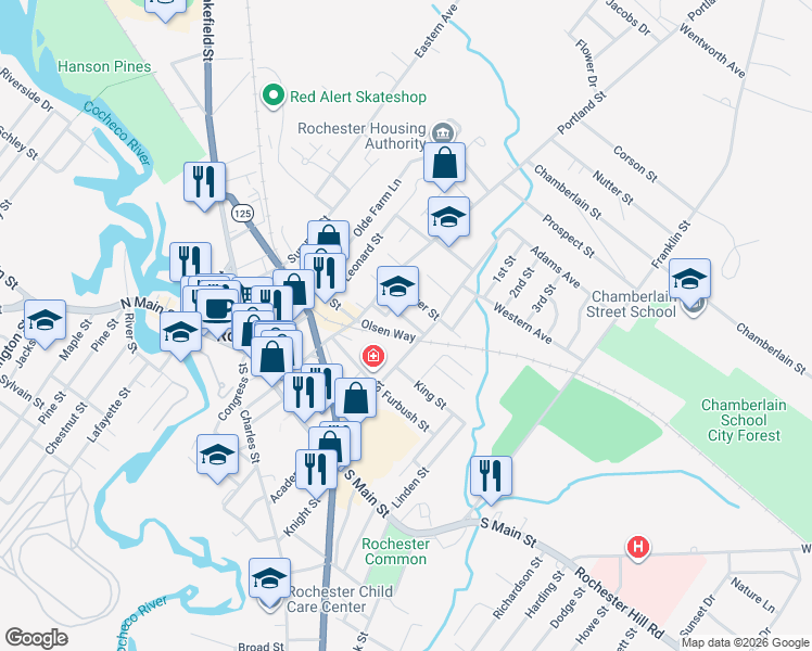 map of restaurants, bars, coffee shops, grocery stores, and more near 19 Heaton Street in Rochester