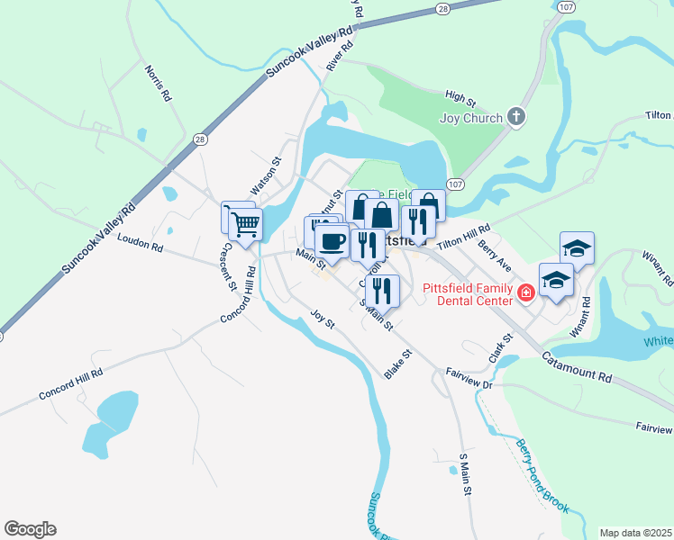 map of restaurants, bars, coffee shops, grocery stores, and more near 4 Park Terrace in Pittsfield