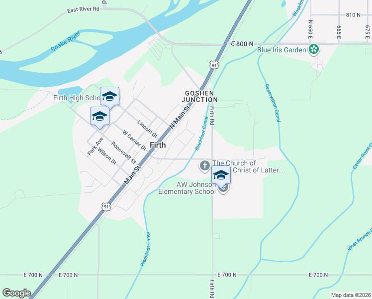 map of restaurants, bars, coffee shops, grocery stores, and more near 116 North Franklin Street in Firth