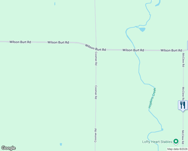 map of restaurants, bars, coffee shops, grocery stores, and more near 2298 Coomer Road in Burt