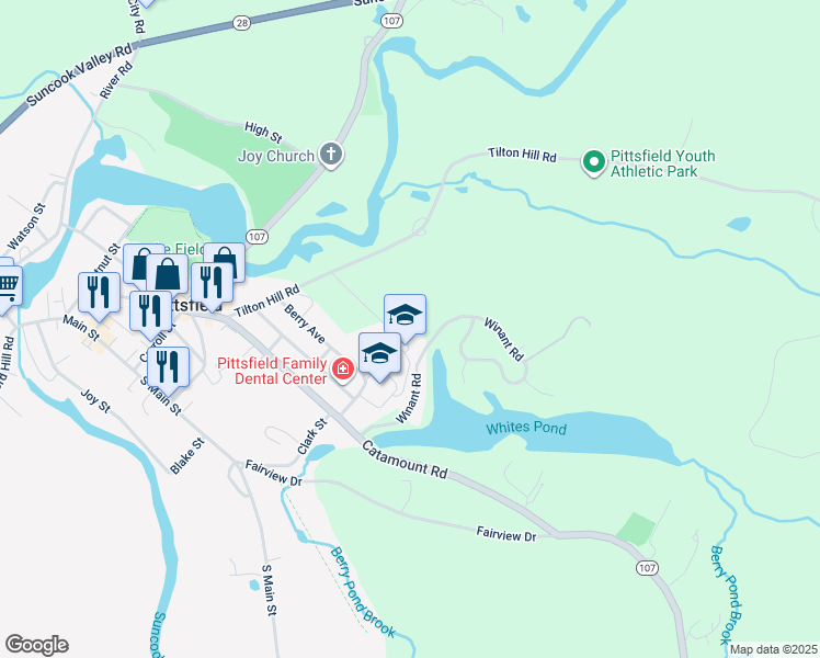 map of restaurants, bars, coffee shops, grocery stores, and more near 34 Bow Street in Pittsfield