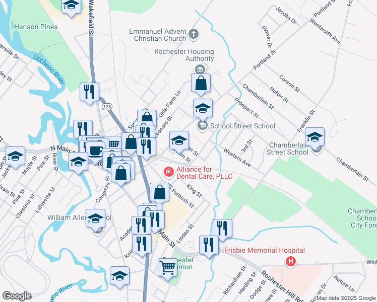 map of restaurants, bars, coffee shops, grocery stores, and more near 20 Heaton Street in Rochester