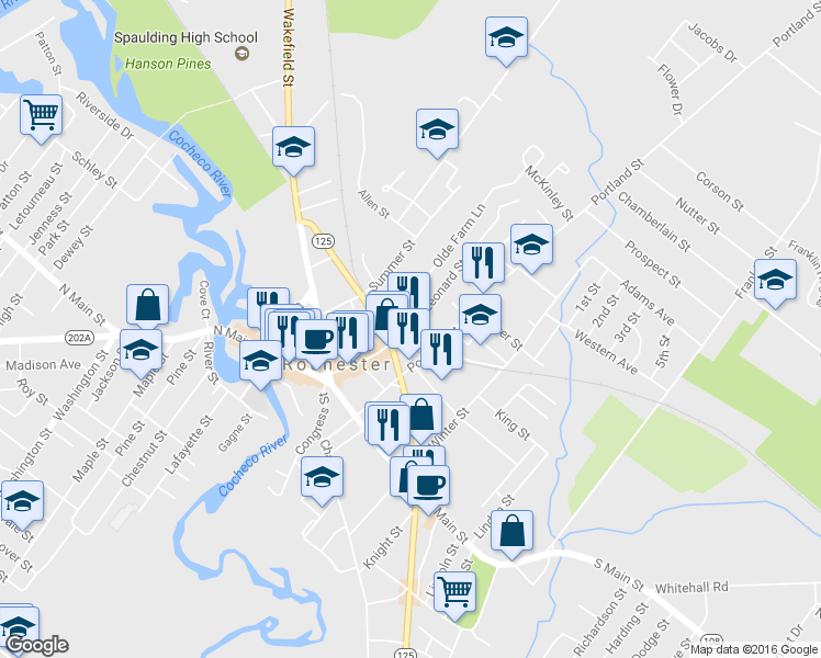 map of restaurants, bars, coffee shops, grocery stores, and more near 10 Signal Street in Rochester