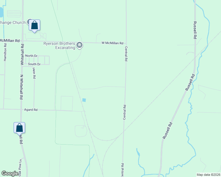 map of restaurants, bars, coffee shops, grocery stores, and more near 2821 Central Avenue in Muskegon
