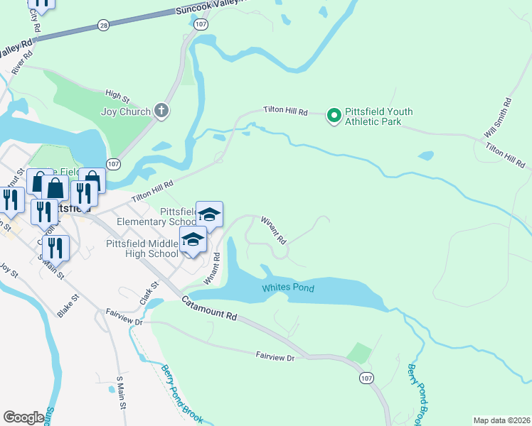 map of restaurants, bars, coffee shops, grocery stores, and more near 8 Russet Drive in Pittsfield