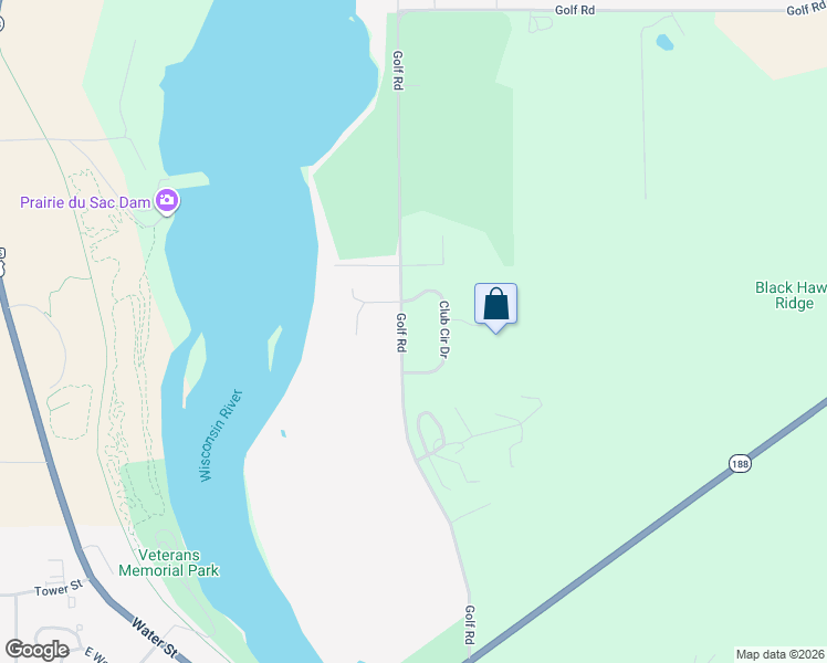 map of restaurants, bars, coffee shops, grocery stores, and more near 802 Club Circle Drive in Prairie du Sac