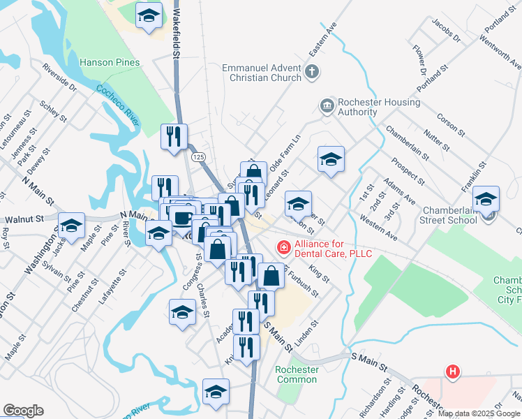 map of restaurants, bars, coffee shops, grocery stores, and more near 10 Signal Street in Rochester
