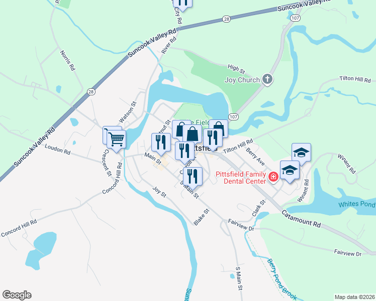 map of restaurants, bars, coffee shops, grocery stores, and more near 8 Depot Street in Pittsfield