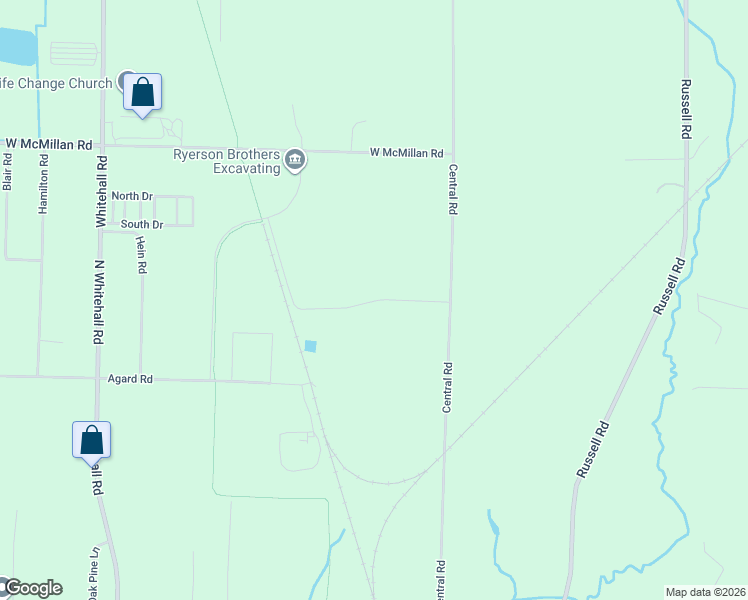 map of restaurants, bars, coffee shops, grocery stores, and more near 2821 Central Avenue in Muskegon