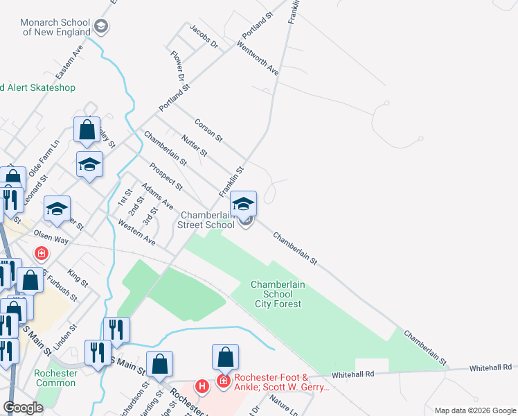 map of restaurants, bars, coffee shops, grocery stores, and more near 52 Franklin Heights in Rochester