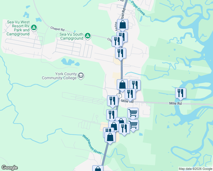 map of restaurants, bars, coffee shops, grocery stores, and more near 35 Barefoot Cottage Road in Wells