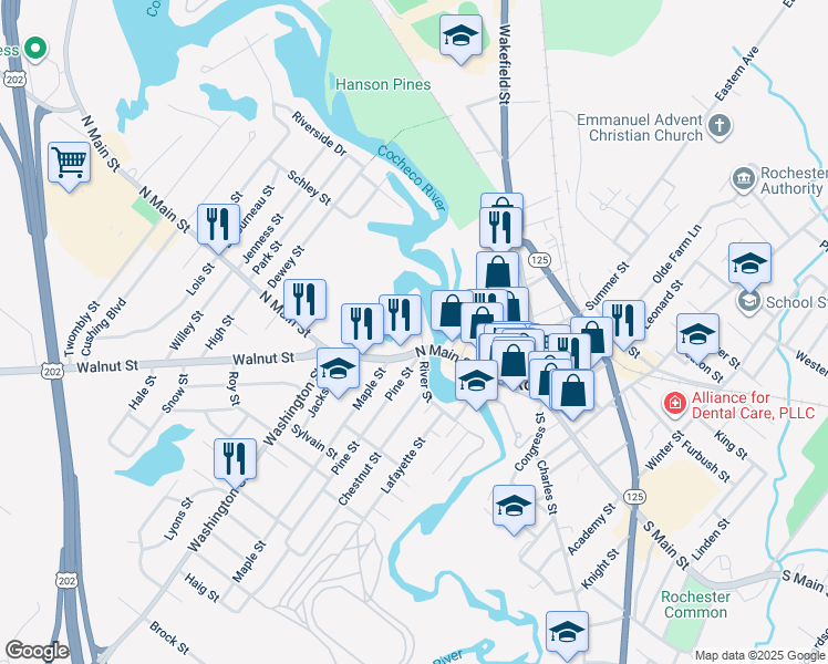 map of restaurants, bars, coffee shops, grocery stores, and more near 14 Cove Court in Rochester