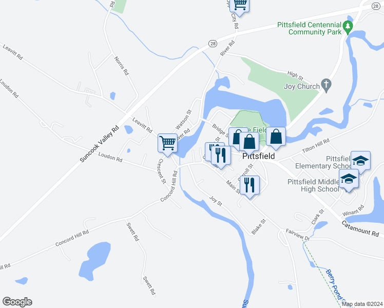 map of restaurants, bars, coffee shops, grocery stores, and more near 8 Marshall Court in Pittsfield