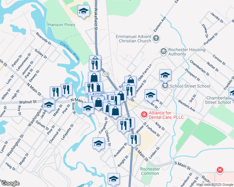 map of restaurants, bars, coffee shops, grocery stores, and more near 27 Signal Street in Rochester