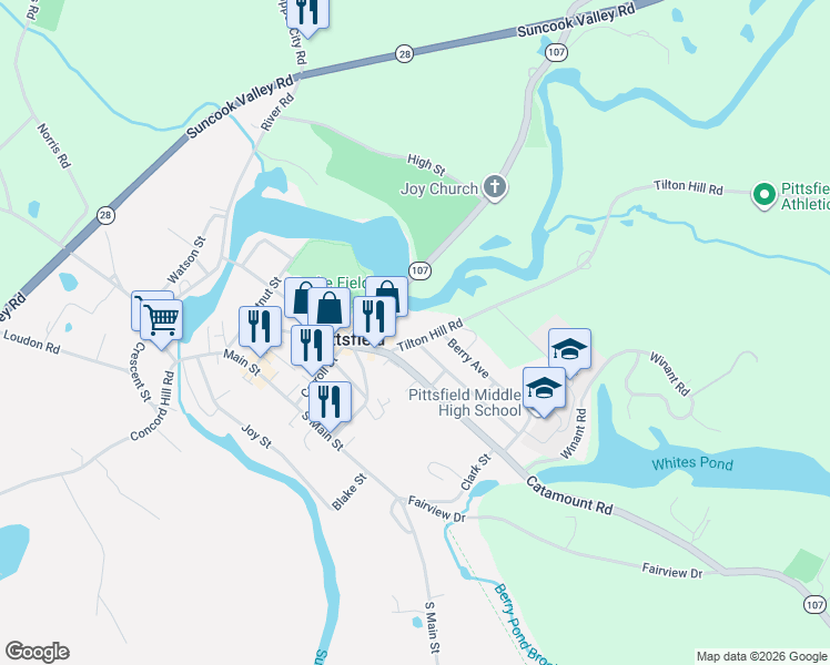 map of restaurants, bars, coffee shops, grocery stores, and more near 10 Catamount Road in Pittsfield
