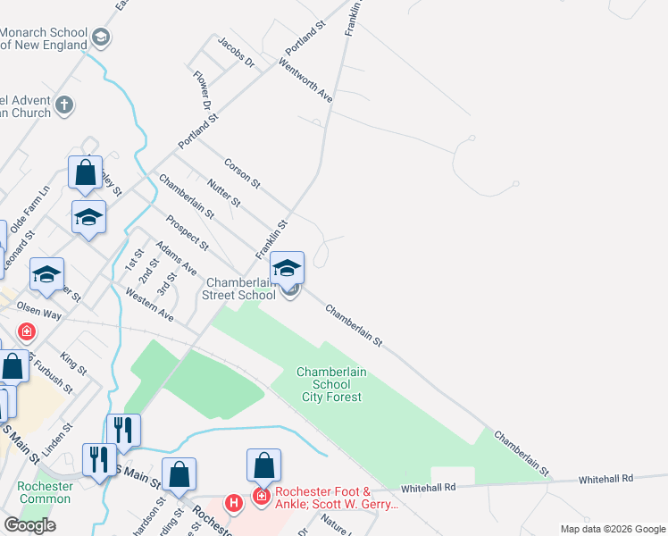 map of restaurants, bars, coffee shops, grocery stores, and more near 72 Franklin Heights in Rochester