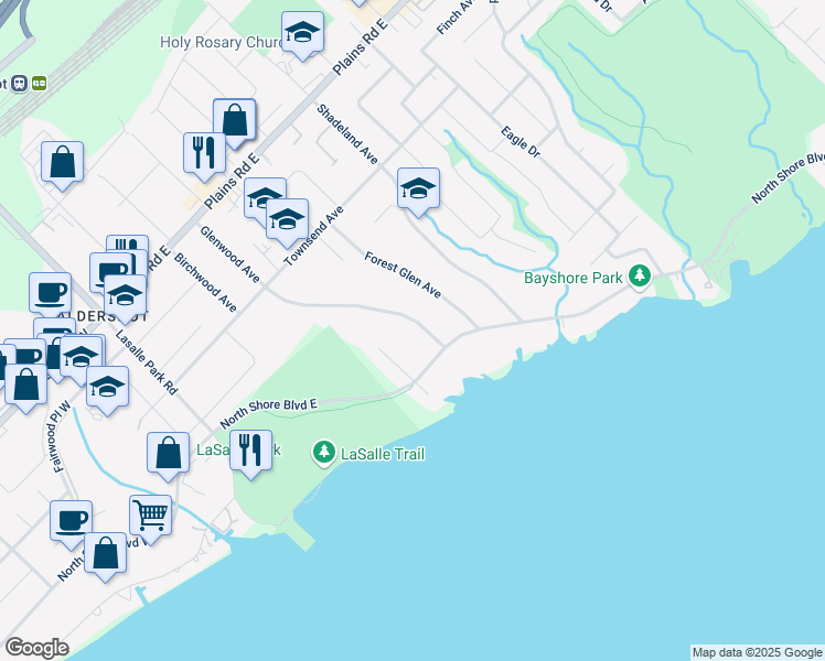 map of restaurants, bars, coffee shops, grocery stores, and more near 810 Glenwood Avenue in Burlington