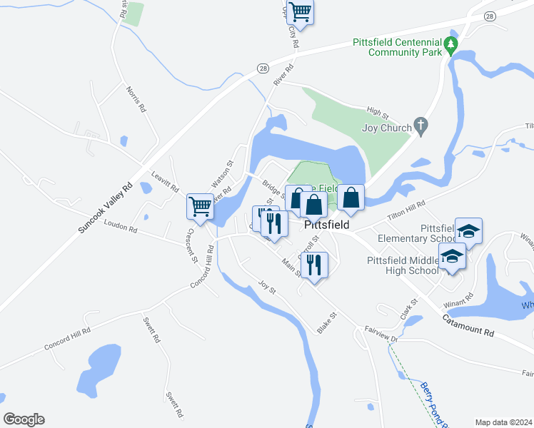 map of restaurants, bars, coffee shops, grocery stores, and more near 8 Green Street in Pittsfield