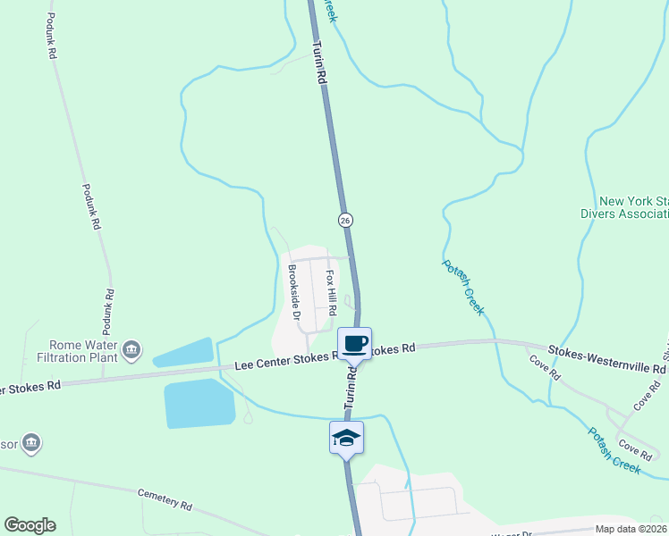 map of restaurants, bars, coffee shops, grocery stores, and more near 101 Fox Hill Road in Lee Center