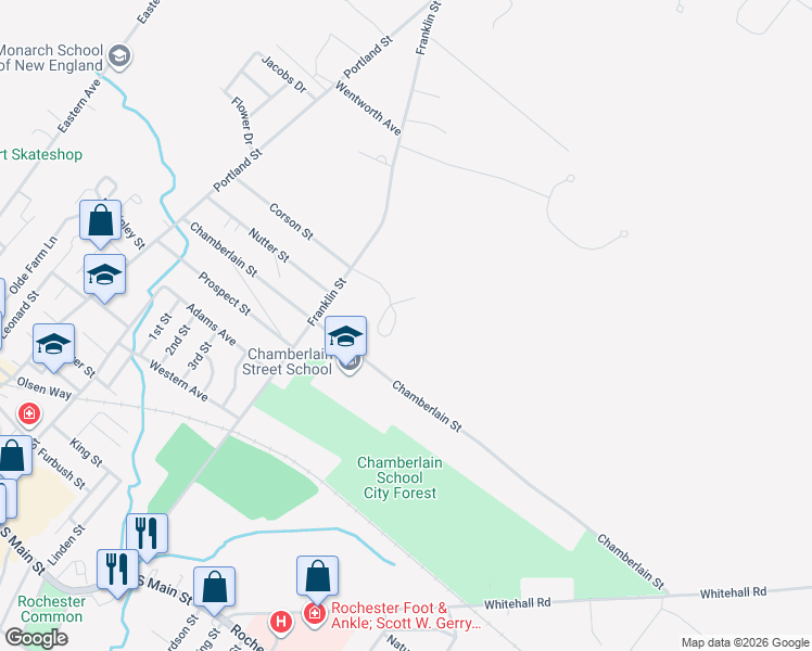 map of restaurants, bars, coffee shops, grocery stores, and more near 72 Franklin Heights in Rochester