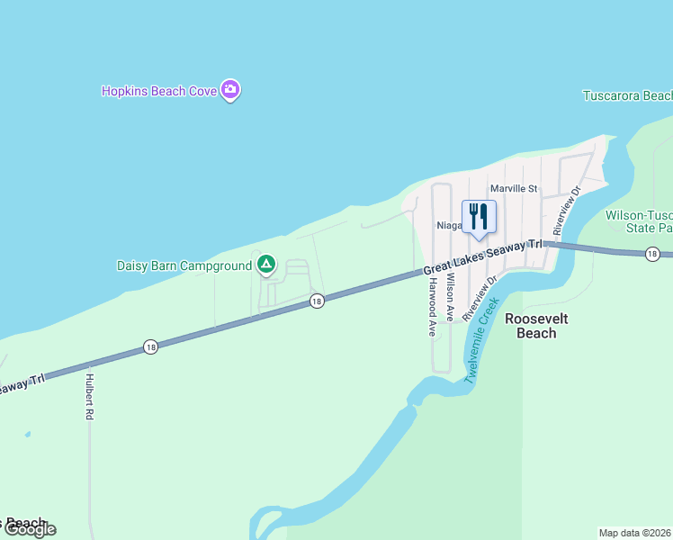 map of restaurants, bars, coffee shops, grocery stores, and more near 3153 West Lake Road in Wilson