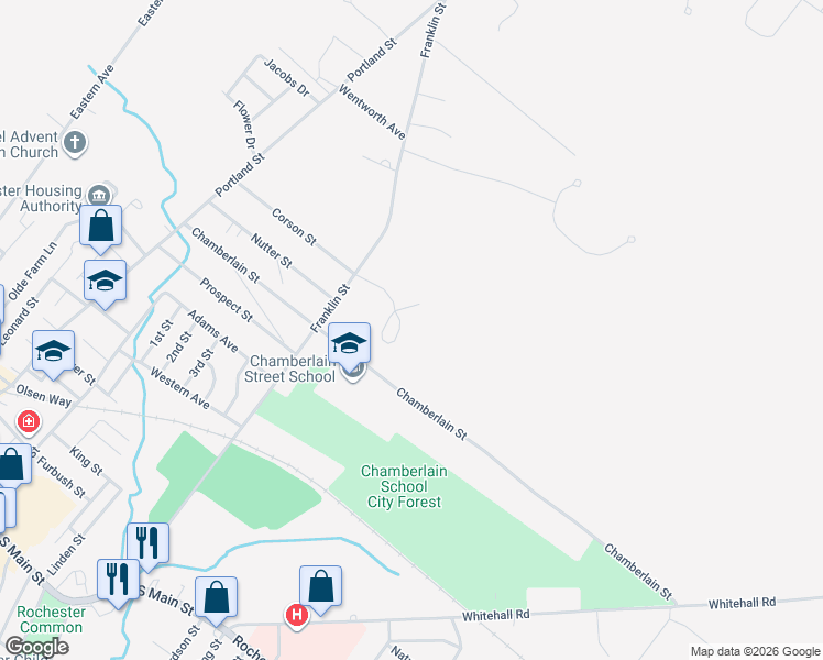 map of restaurants, bars, coffee shops, grocery stores, and more near 72 Franklin Heights in Rochester