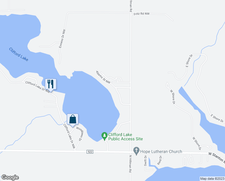 map of restaurants, bars, coffee shops, grocery stores, and more near 511 Beechwood Drive Northwest in Stanton