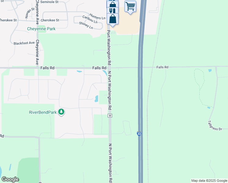 map of restaurants, bars, coffee shops, grocery stores, and more near 824 North Port Washington Road in Grafton