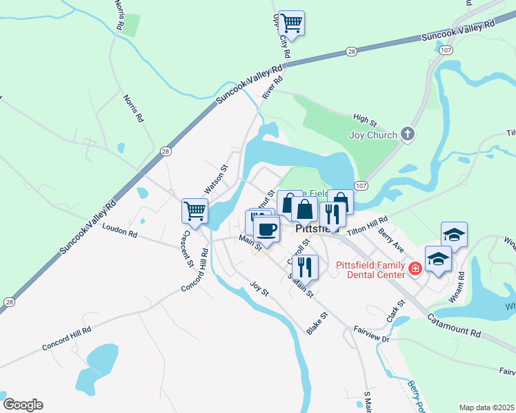 map of restaurants, bars, coffee shops, grocery stores, and more near 3 Green Street in Pittsfield