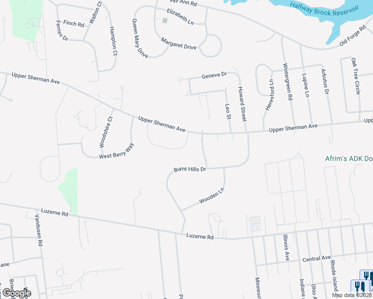 map of restaurants, bars, coffee shops, grocery stores, and more near 17 Smoke Ridge Road in Queensbury