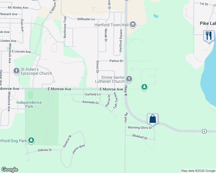 map of restaurants, bars, coffee shops, grocery stores, and more near 1314 Garfield Lane in Hartford