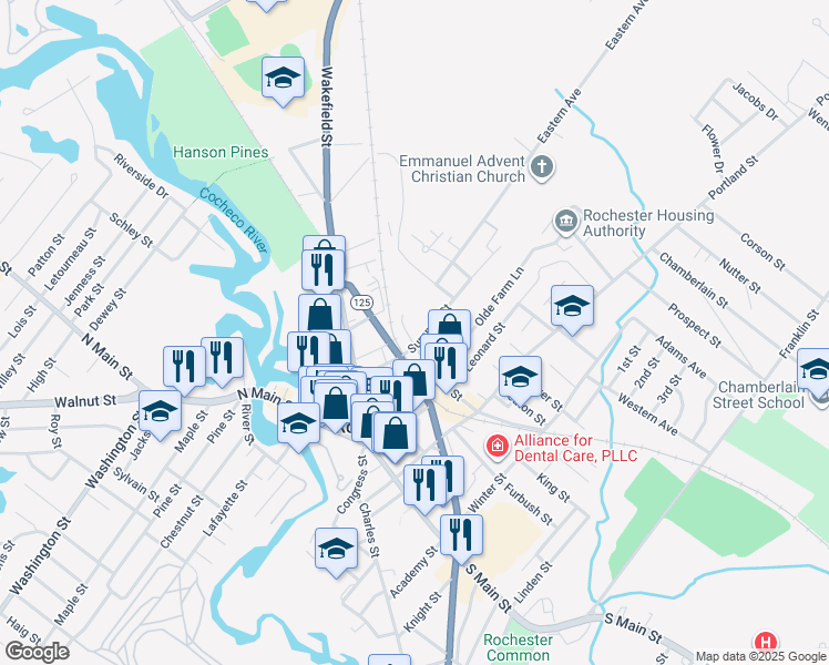 map of restaurants, bars, coffee shops, grocery stores, and more near 27 Signal Street in Rochester