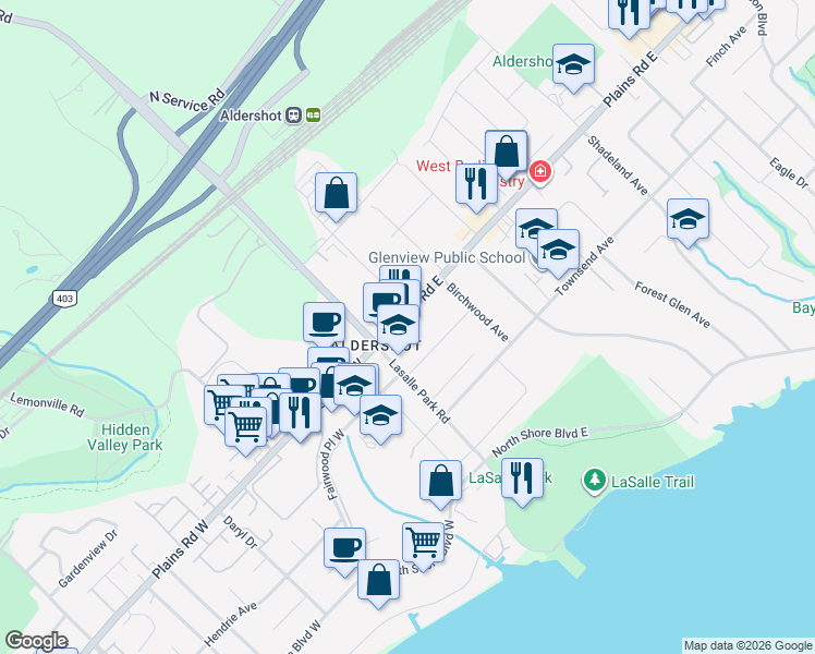 map of restaurants, bars, coffee shops, grocery stores, and more near in Burlington